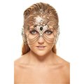Kayso Silver Amazonian Laser Cut Metal Mask with Clear Rhinestones  Chains K2012SL